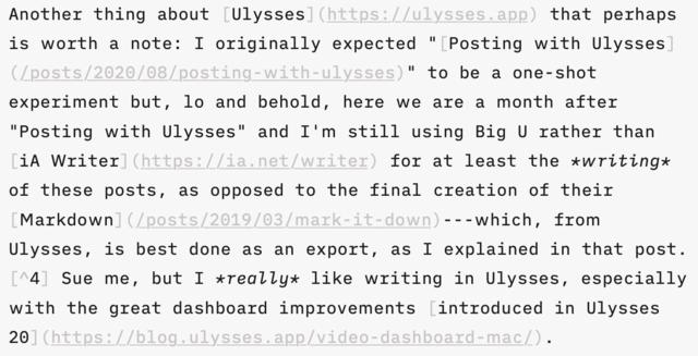Screen capture of iA Writer for a given paragraph
