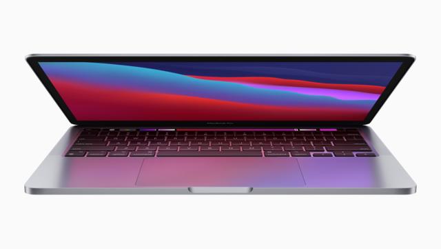Partially opened MacBook Pro laptop