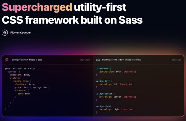 Screen capture of the Uniform CSS website as of 2021-04-08