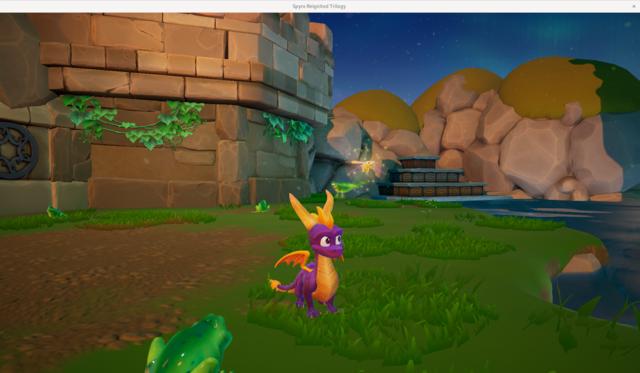 Screen capture of Steam-hosted “Spyro Reignited Trilogy” game running in Proton compatibility layer on Fedora 38 Linux on a mid-2017 iMac