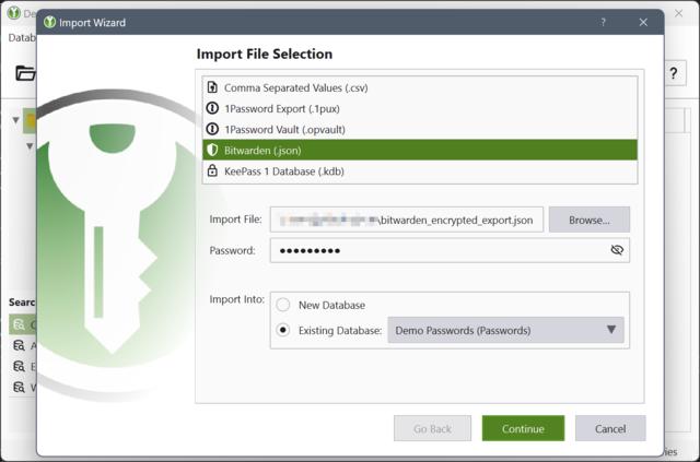 Screen capture of KeePassXC v.2.7.7 Import Wizard