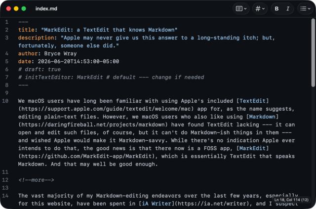 Screen capture of MarkEdit application on macOS Screen capture of MarkEdit application on macOS